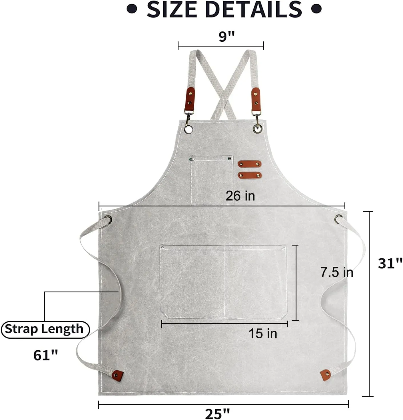 White Chef Aprons for Men Women with Large Pockets,Cotton Canvas Cross Back Apron,Kitchen Cooking Baking Bib Heavy Duty Adjustable Work Apron