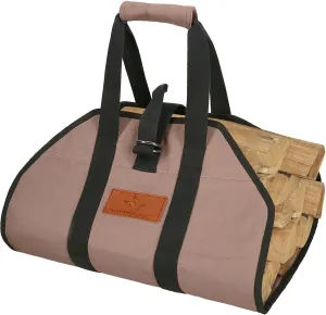 WHITEDUCK TUFF Large Firewood Carrier 21 Oz. Heavy Duty Waxed Canvas Log Carrier Holder for Fireplace, Carrying Wood Indoor & Outdoor (Brown, Diamond Shape (38" x 18"))