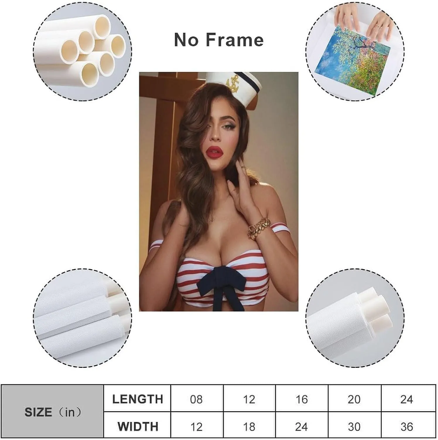 WIOLPCH Kylie Jenner Hot Poster 7 Sexy Actress Celebrity Posters Canvas Painting Wall Art Poster for Bedroom Living Room Poster For Living Room Bedroom Office Decor 24x36inch(60x90cm) Unframe-style