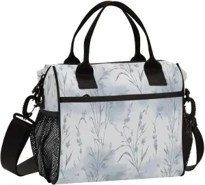 Wispy Wildflowers Lunch Bag Reusable Insulated Lunch Box Cooler Tote Removable Shoulder Strap Meal Picnic Bags for Outdoor Travel Office Work Medium
