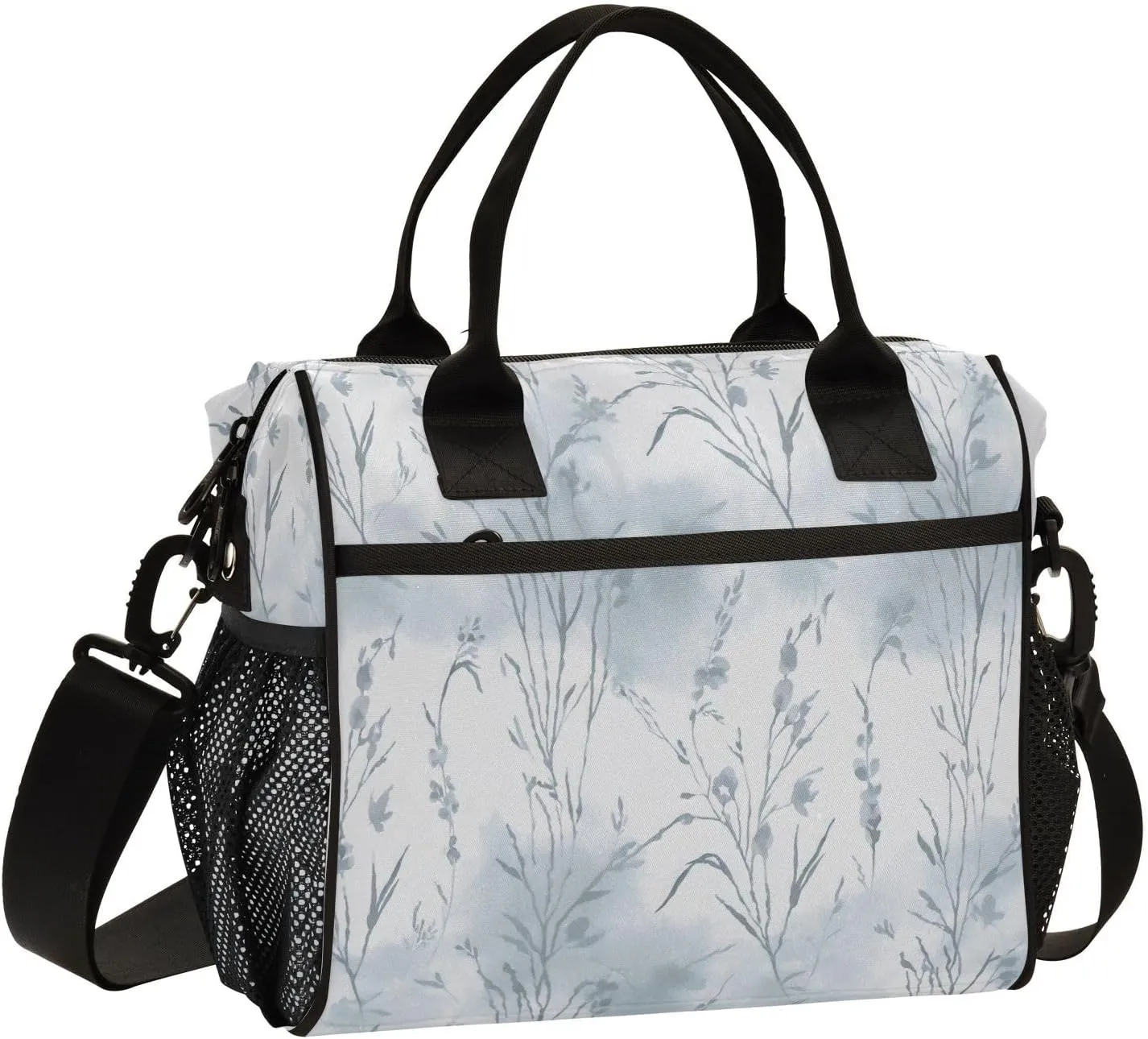 Wispy Wildflowers Lunch Bag Reusable Insulated Lunch Box Cooler Tote Removable Shoulder Strap Meal Picnic Bags for Outdoor Travel Office Work Medium