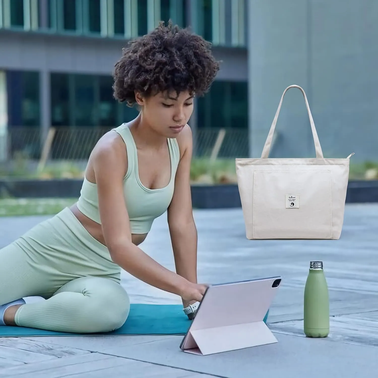 WLLWOO WLLWOO Yoga Bags for Women with Yoga Mats Bags Carrier Carryall Canvas Tote for Pilates Shoulder for Travel Office Beach Workout