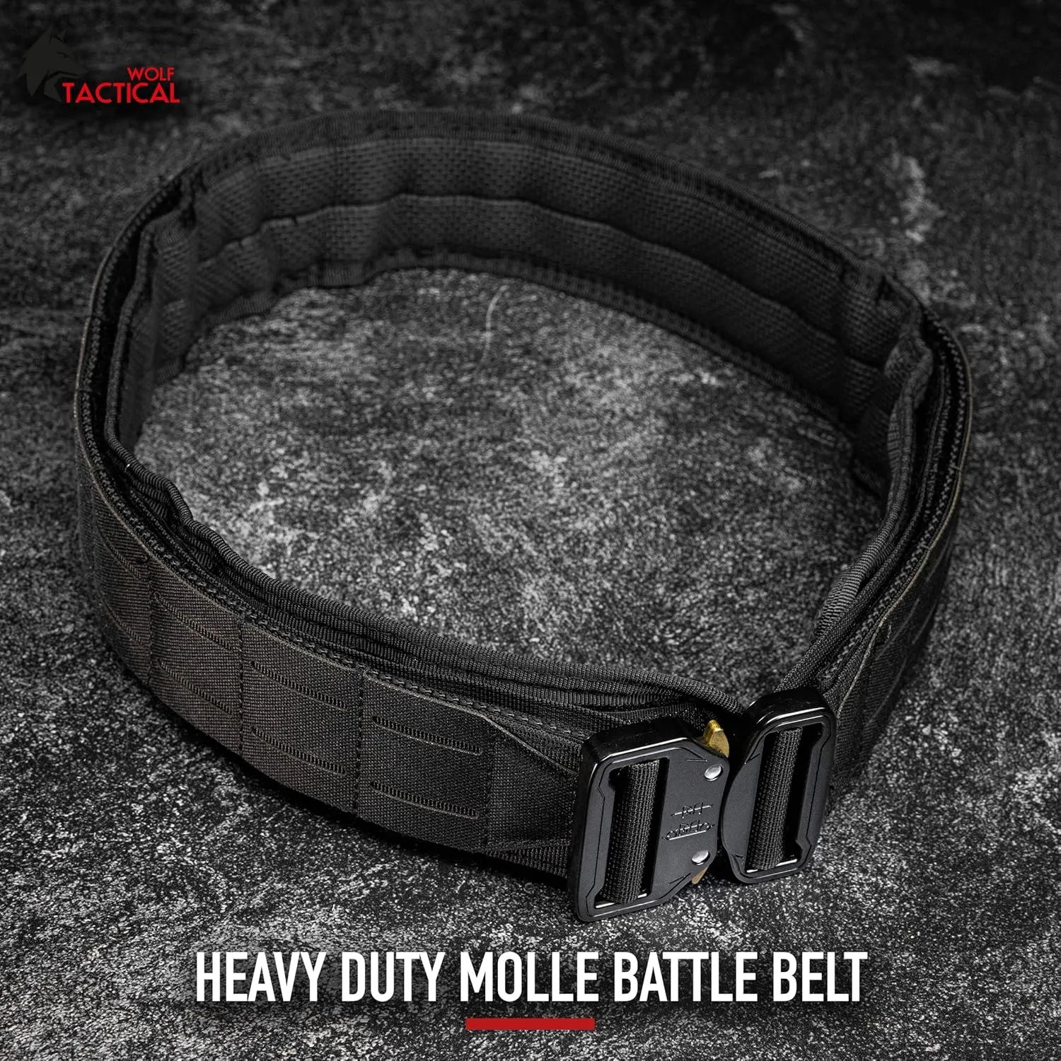 WOLF TACTICAL Molle Battle Belt – War Belt Battle Belts Tactical Gun Belt Duty Belt 2” Quick-Release Combat Belt