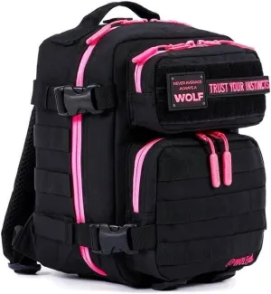 WOLFpak 9L Mini Meal Prep Management Backpack (Black Neon Pink) Lunch Box, Cooler, Travel, Insulated Bag, Daypack