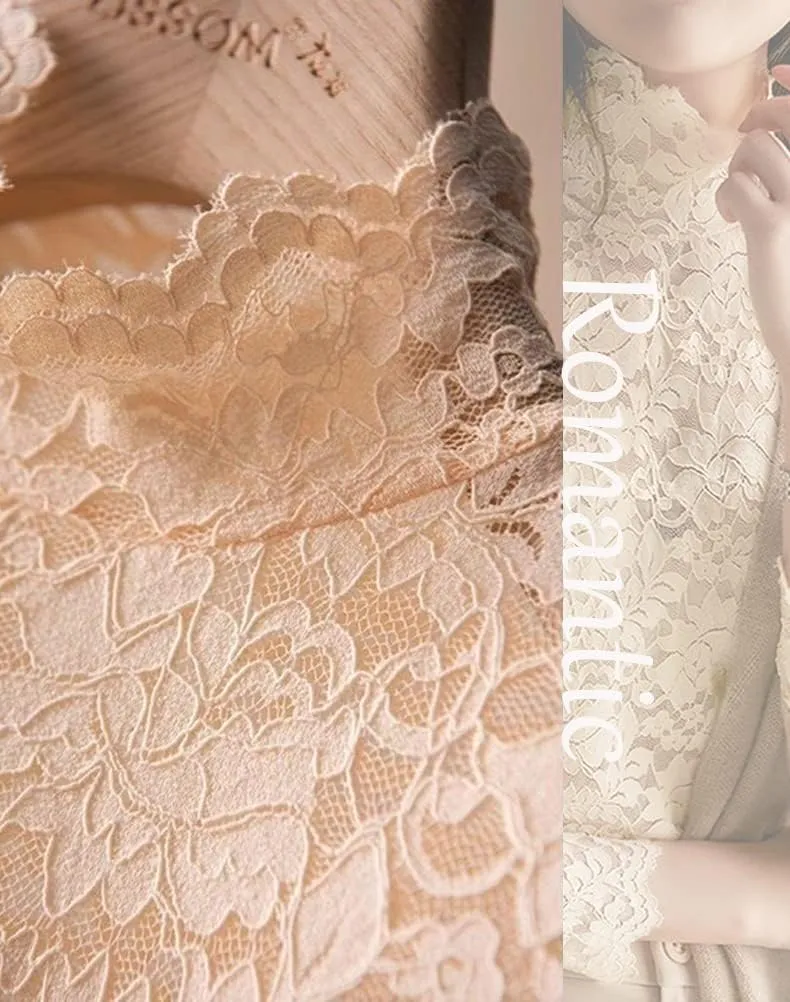 Women Floral Summer Lace Top Eyelash Trim Sexy Long Sleeves Plus Size Casual Dressy Shirt with Camisole Two Piece