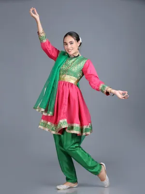 Women Kathak Dance Dress Anarkali Style Costume (One Size)
