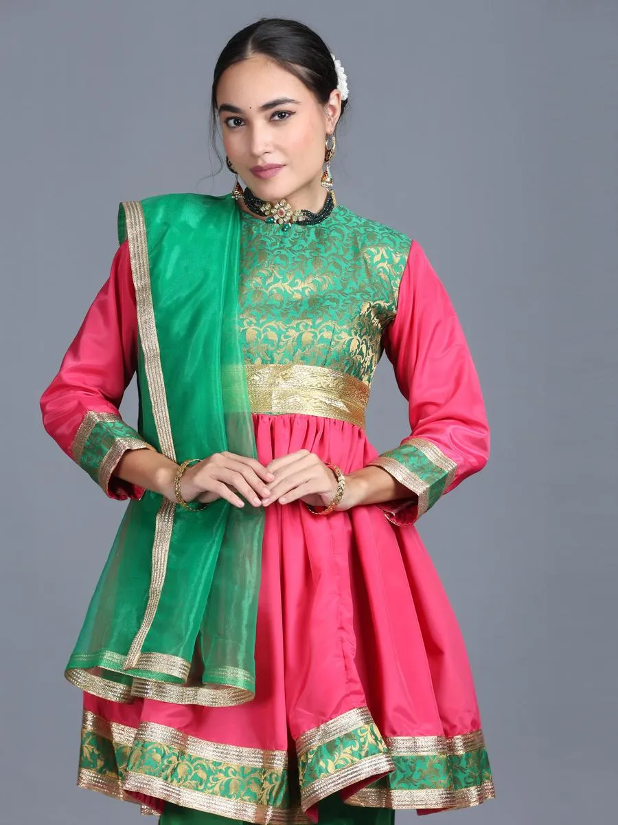 Women Kathak Dance Dress Anarkali Style Costume (One Size)