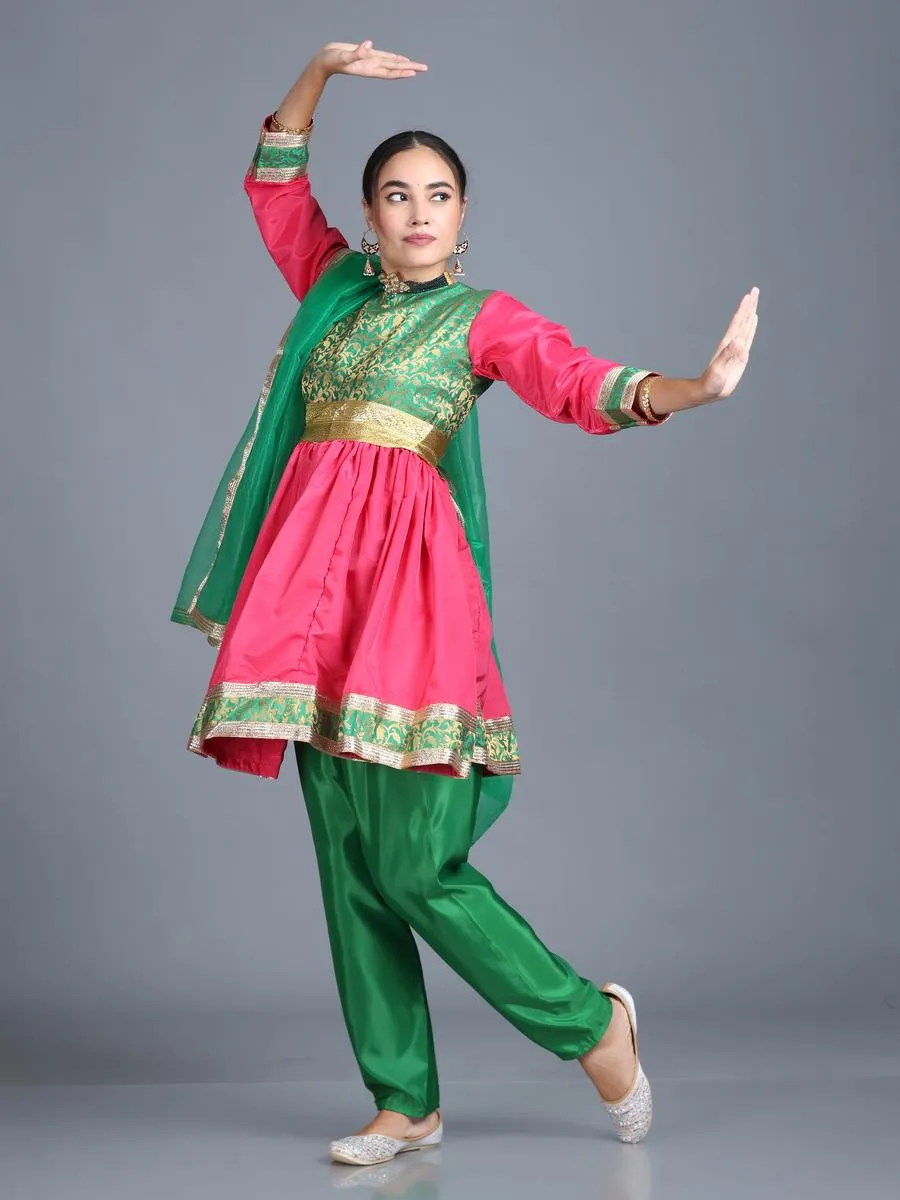 Women Kathak Dance Dress Anarkali Style Costume (One Size)