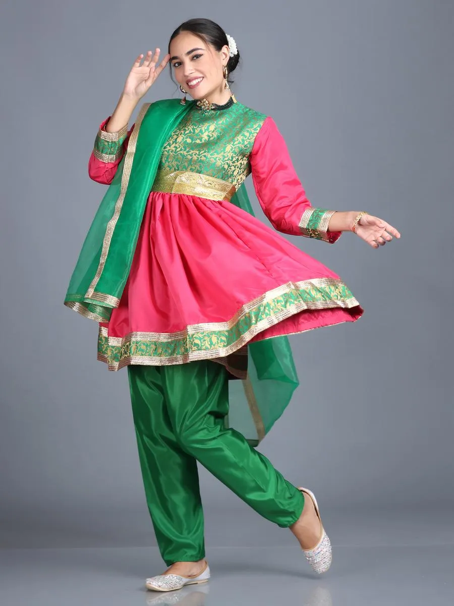 Women Kathak Dance Dress Anarkali Style Costume (One Size)