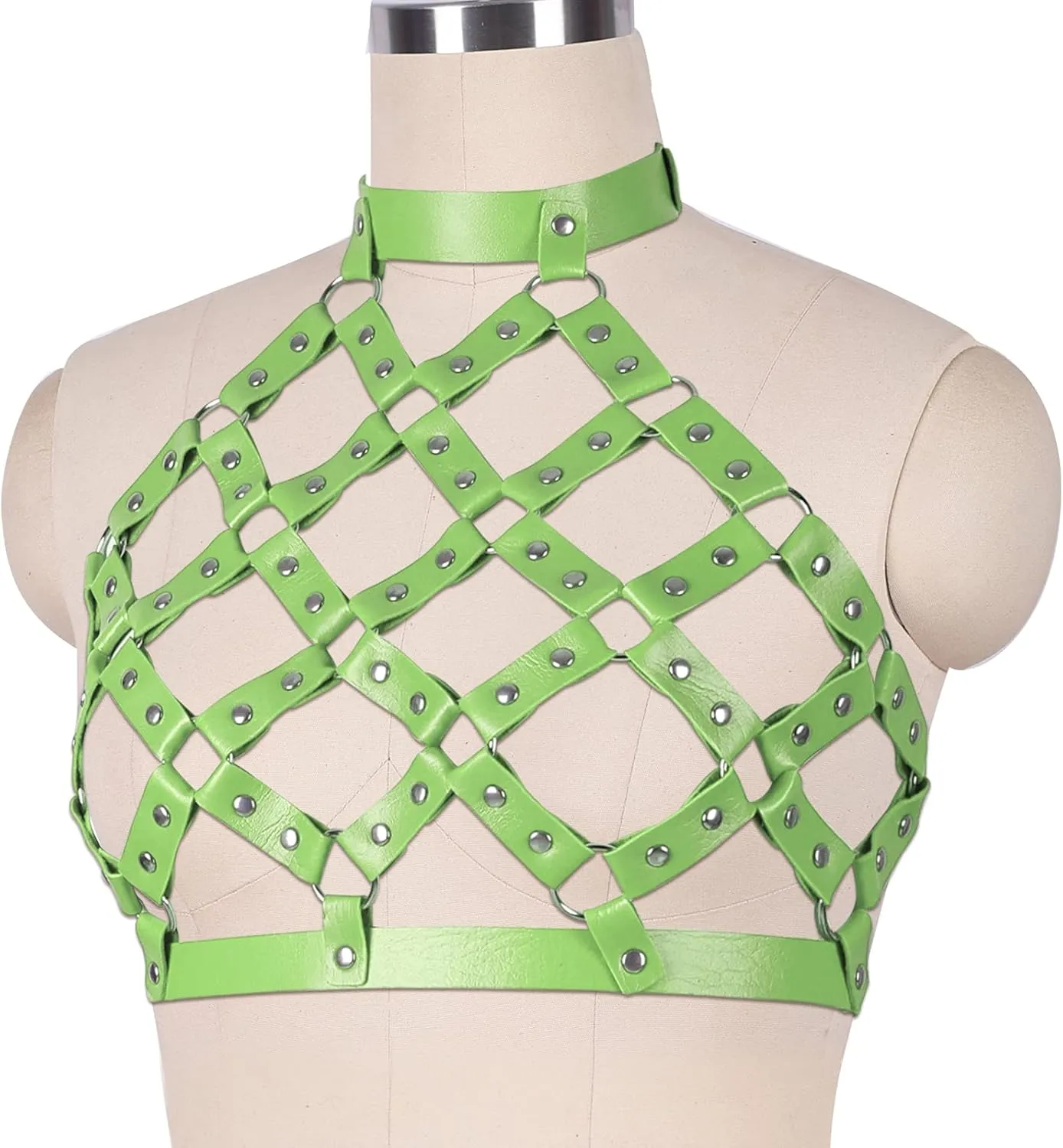 Women Punk Leather Harness Bra Body Cage Crop Tops Bondage Waist Belt Adjust Festival Rave Halloween Costume