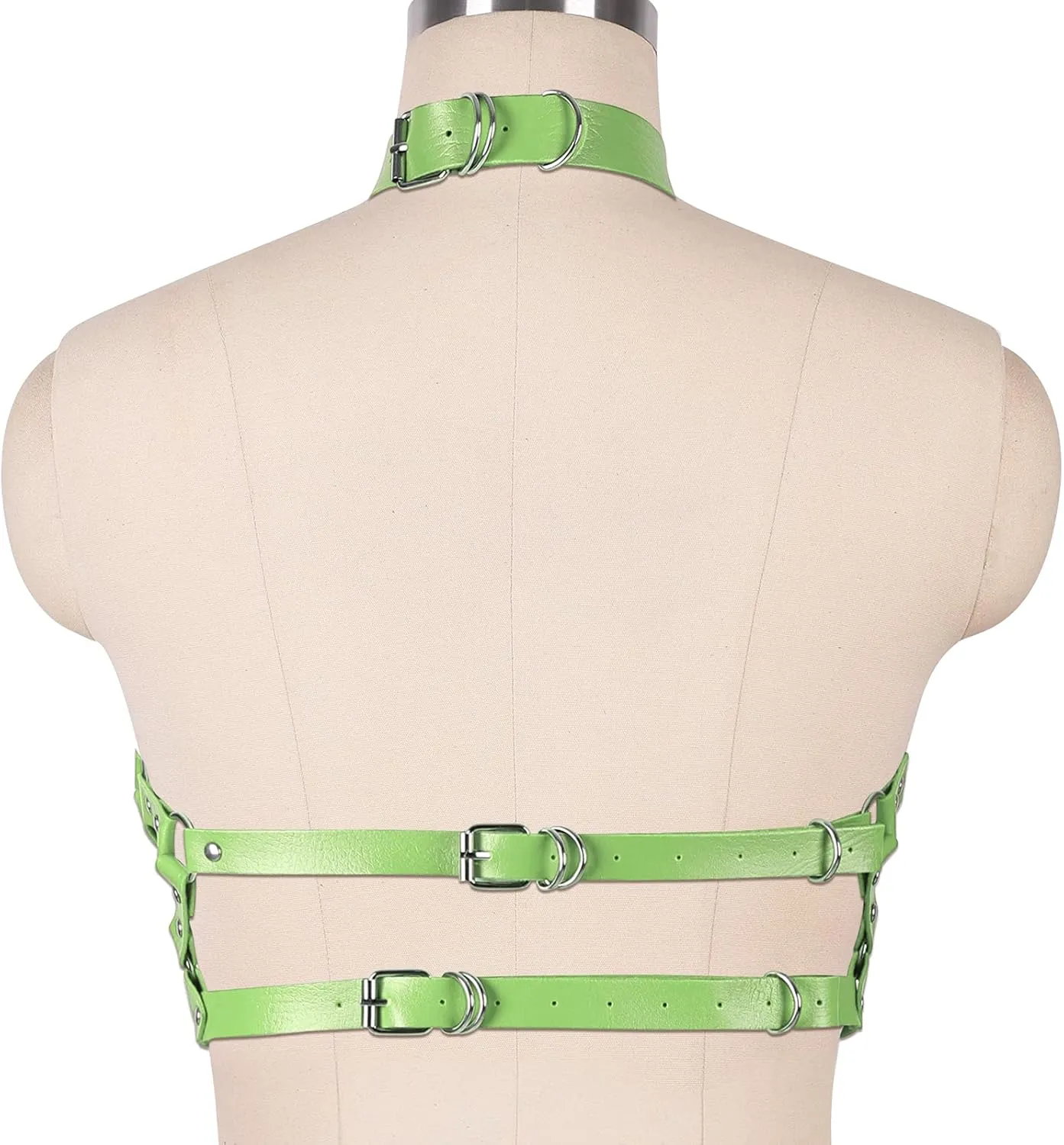 Women Punk Leather Harness Bra Body Cage Crop Tops Bondage Waist Belt Adjust Festival Rave Halloween Costume