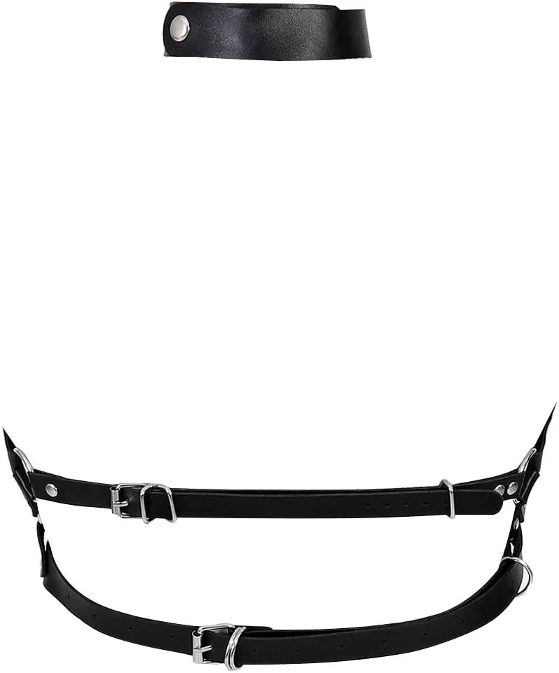 Women Punk Leather Harness Bra Body Cage Crop Tops Bondage Waist Belt Adjust Festival Rave Halloween Costume