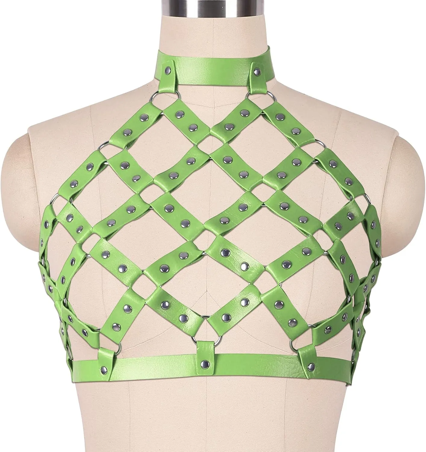 Women Punk Leather Harness Bra Body Cage Crop Tops Bondage Waist Belt Adjust Festival Rave Halloween Costume