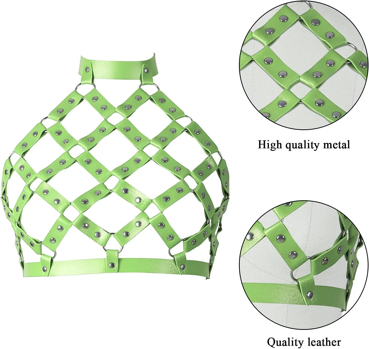 Women Punk Leather Harness Bra Body Cage Crop Tops Bondage Waist Belt Adjust Festival Rave Halloween Costume