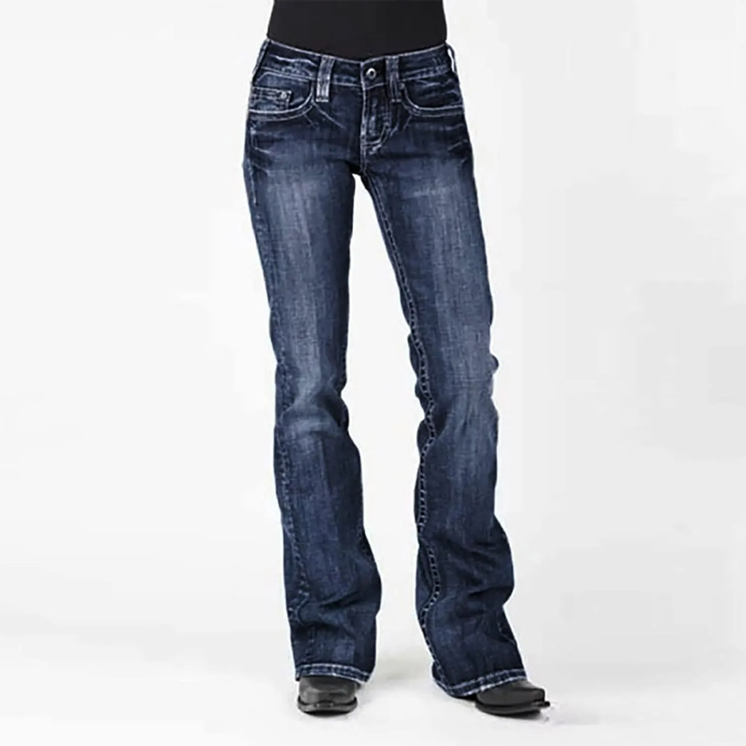 Women Stacked Jeans Pants Bootcut Jeans Workout Clothes Baggy Jean Trendy Fall Denim Pants Available in Large Sizes