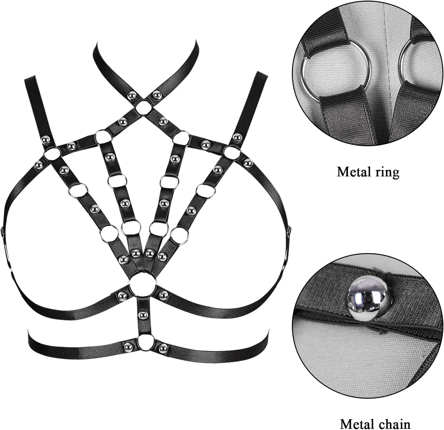 Women's Breast Body Harness Bra Plus Size Waist Cage Metal Chain Bra Gothic Christmas Carnival Halloween Dance Costume