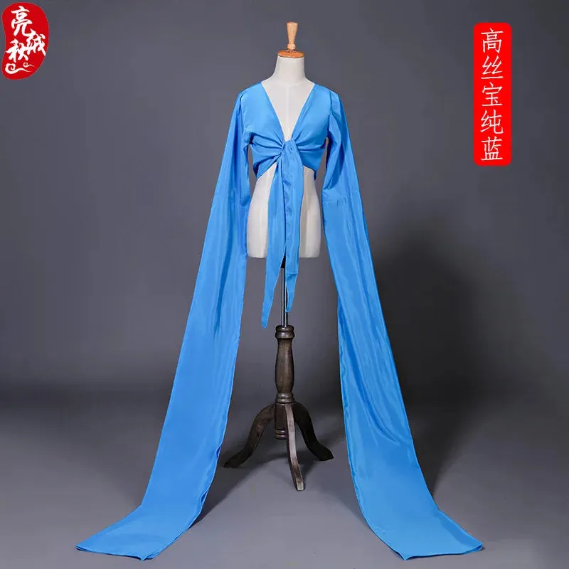 Women's Faux Silk Hanfu Dance Top - Long Sleeves, Chinese Classical Tibetan Style Costume