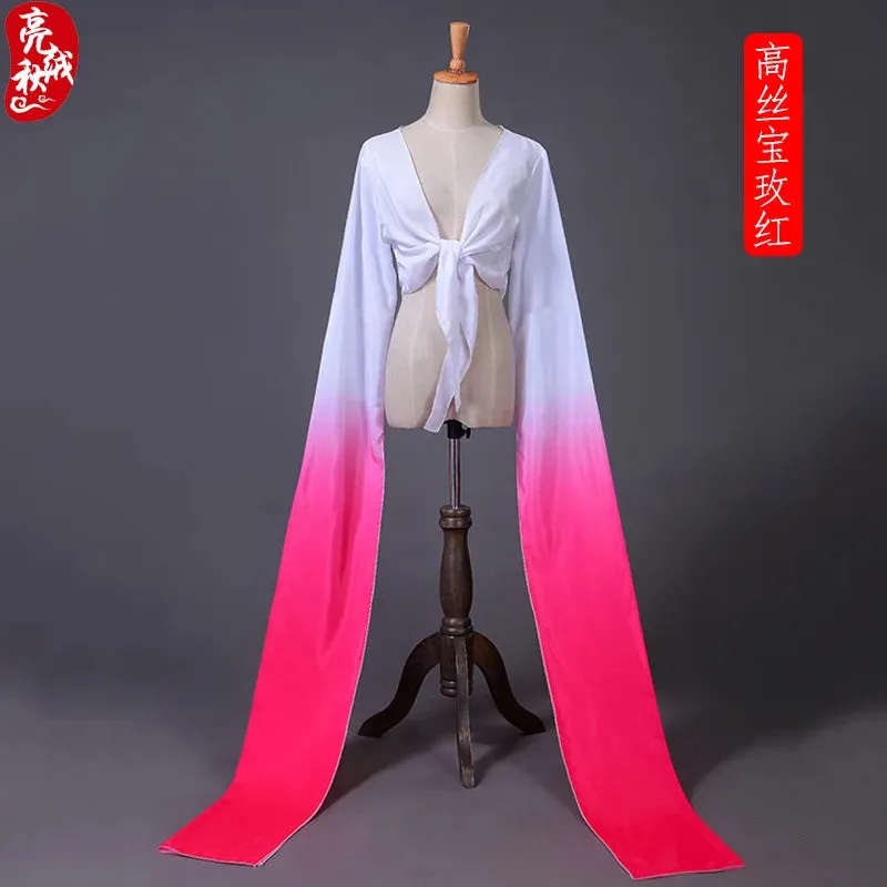 Women's Faux Silk Hanfu Dance Top - Long Sleeves, Chinese Classical Tibetan Style Costume