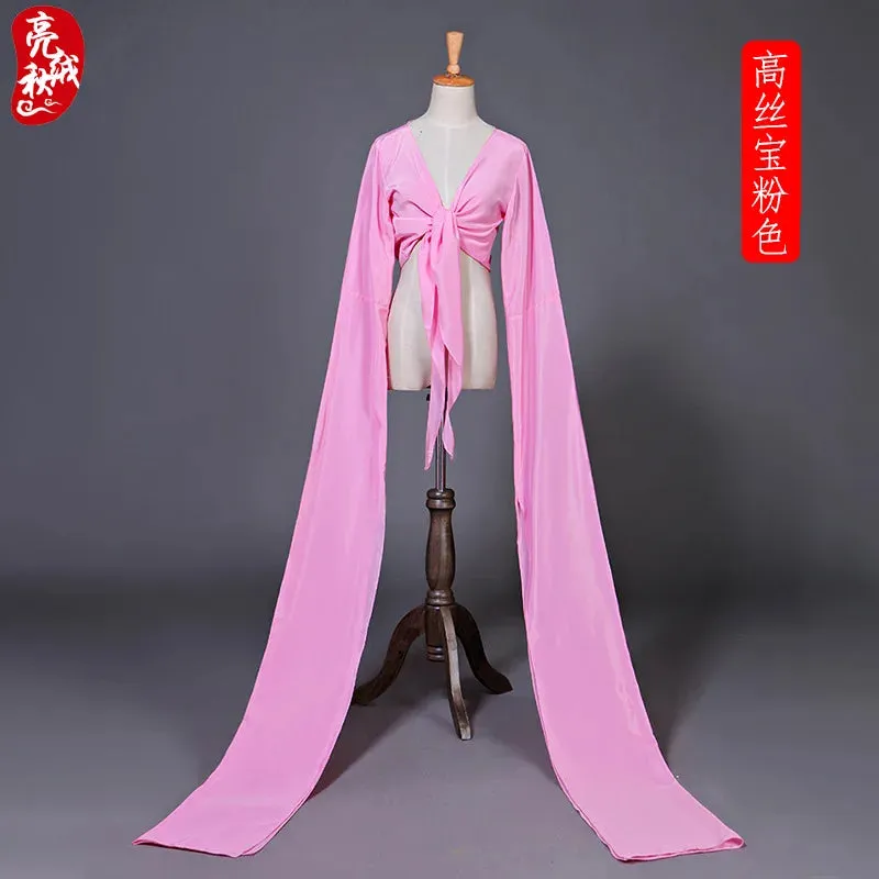 Women's Faux Silk Hanfu Dance Top - Long Sleeves, Chinese Classical Tibetan Style Costume