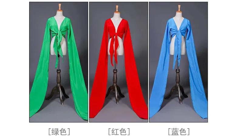 Women's Faux Silk Hanfu Dance Top - Long Sleeves, Chinese Classical Tibetan Style Costume