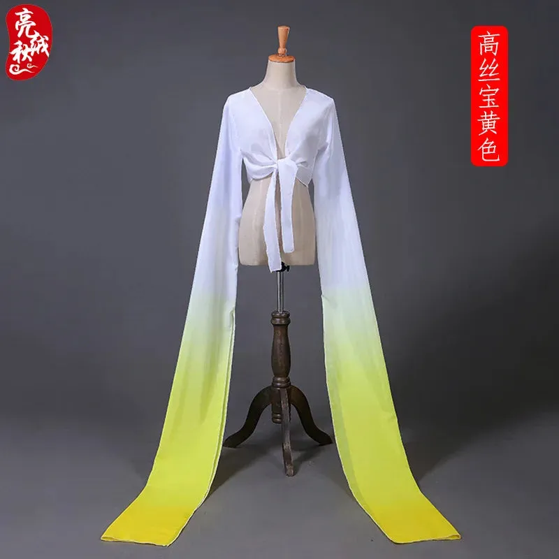 Women's Faux Silk Hanfu Dance Top - Long Sleeves, Chinese Classical Tibetan Style Costume
