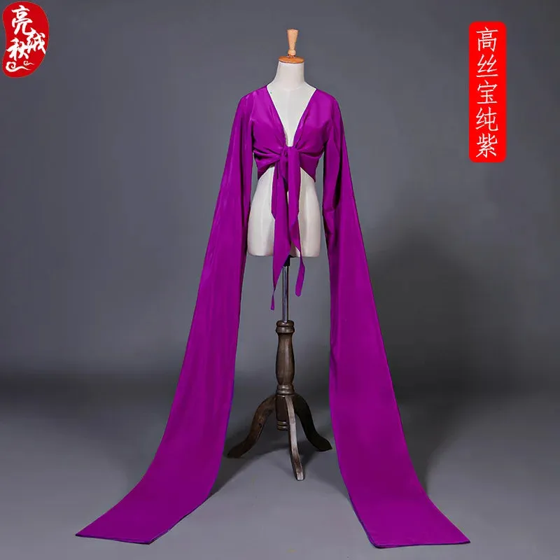 Women's Faux Silk Hanfu Dance Top - Long Sleeves, Chinese Classical Tibetan Style Costume