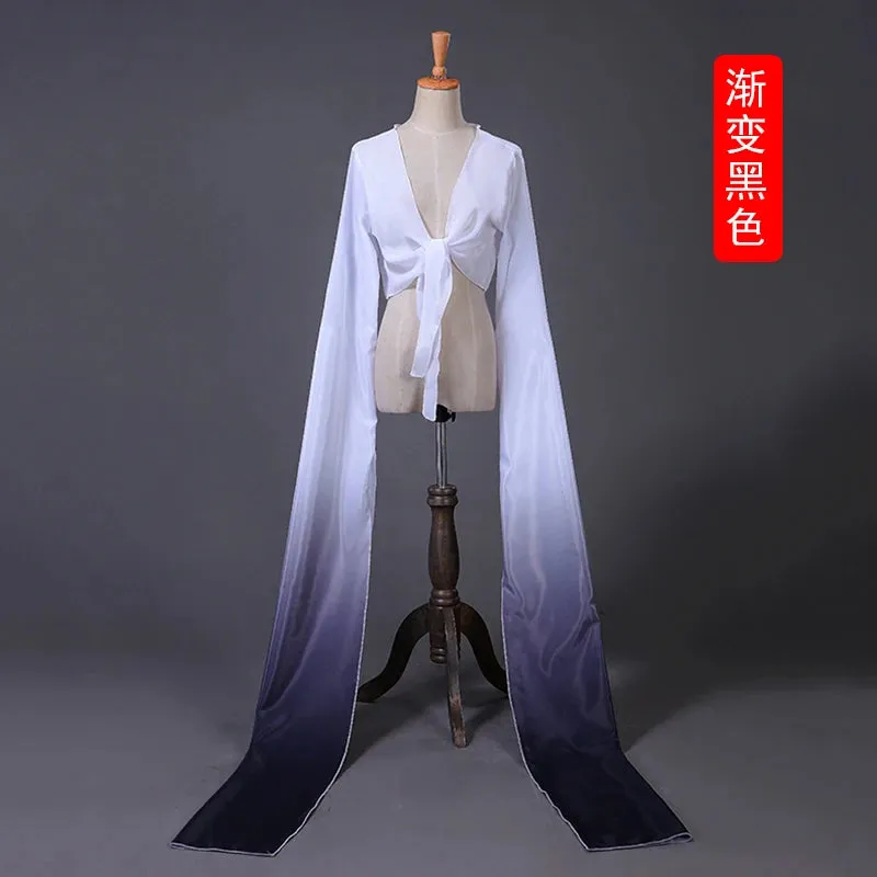 Women's Faux Silk Hanfu Dance Top - Long Sleeves, Chinese Classical Tibetan Style Costume