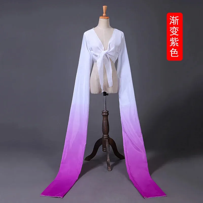 Women's Faux Silk Hanfu Dance Top - Long Sleeves, Chinese Classical Tibetan Style Costume