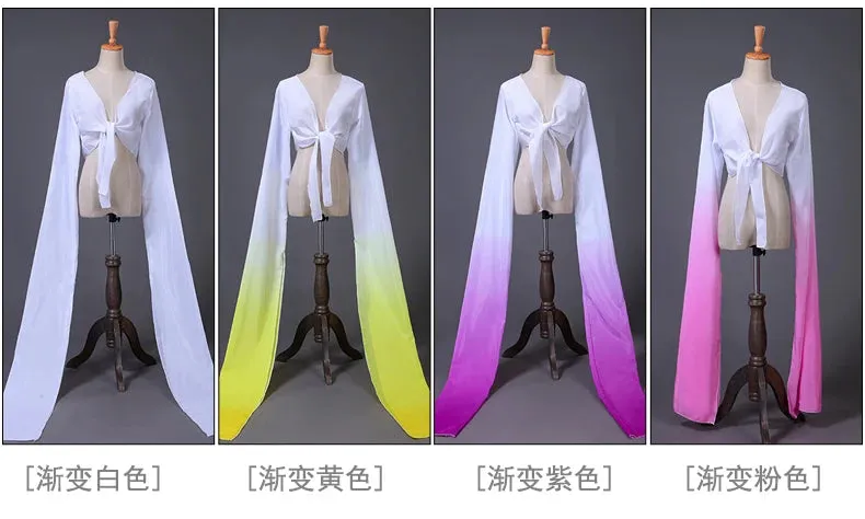 Women's Faux Silk Hanfu Dance Top - Long Sleeves, Chinese Classical Tibetan Style Costume