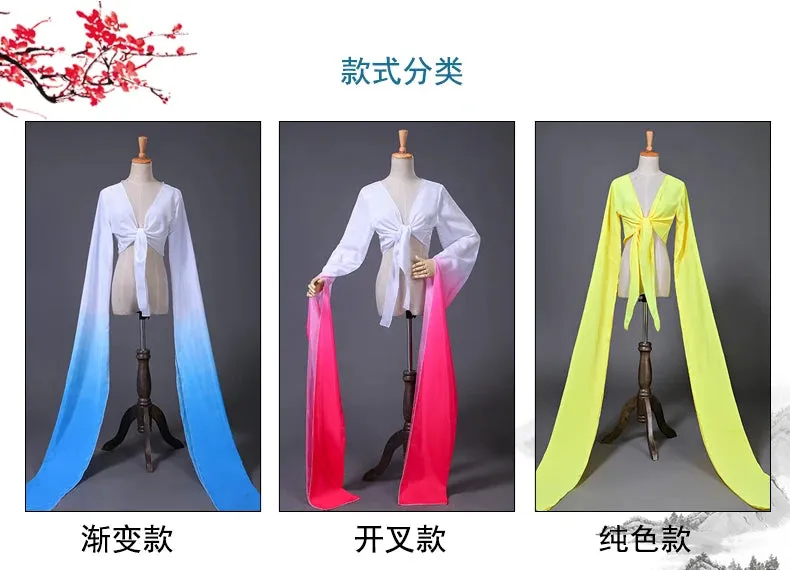 Women's Faux Silk Hanfu Dance Top - Long Sleeves, Chinese Classical Tibetan Style Costume