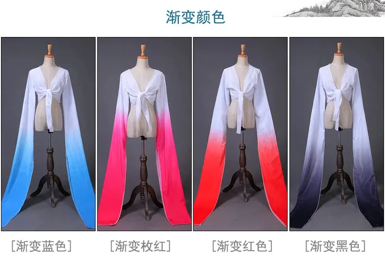 Women's Faux Silk Hanfu Dance Top - Long Sleeves, Chinese Classical Tibetan Style Costume