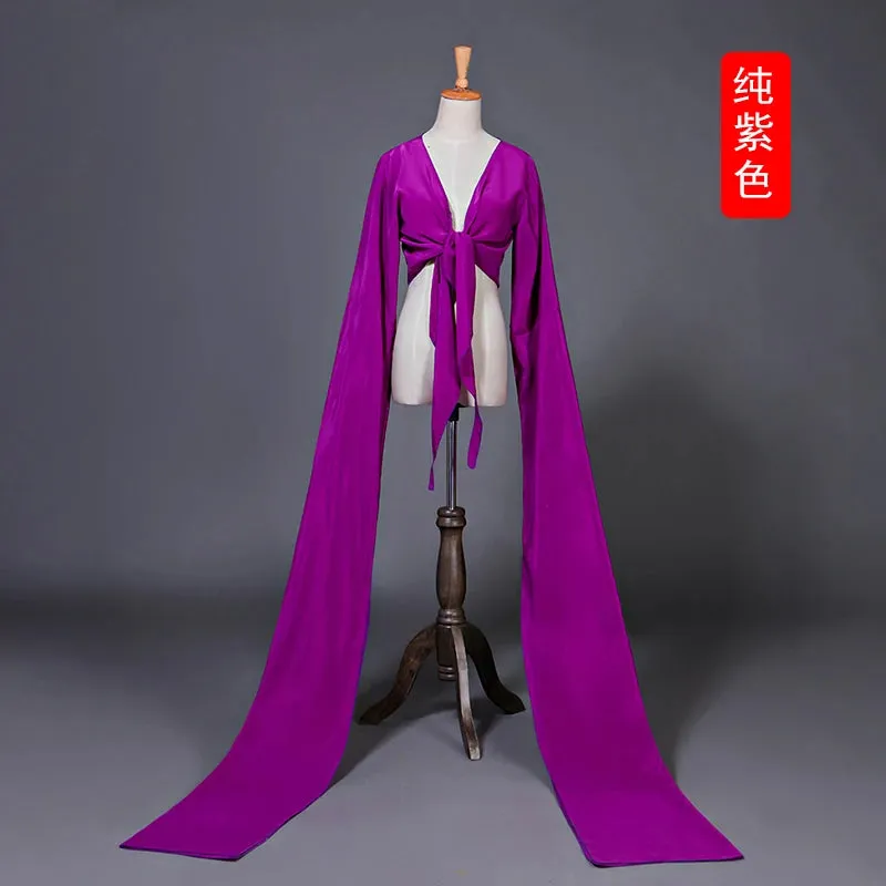 Women's Faux Silk Hanfu Dance Top - Long Sleeves, Chinese Classical Tibetan Style Costume