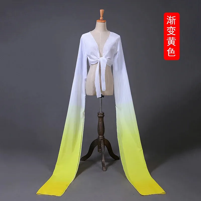Women's Faux Silk Hanfu Dance Top - Long Sleeves, Chinese Classical Tibetan Style Costume