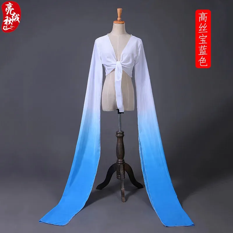Women's Faux Silk Hanfu Dance Top - Long Sleeves, Chinese Classical Tibetan Style Costume