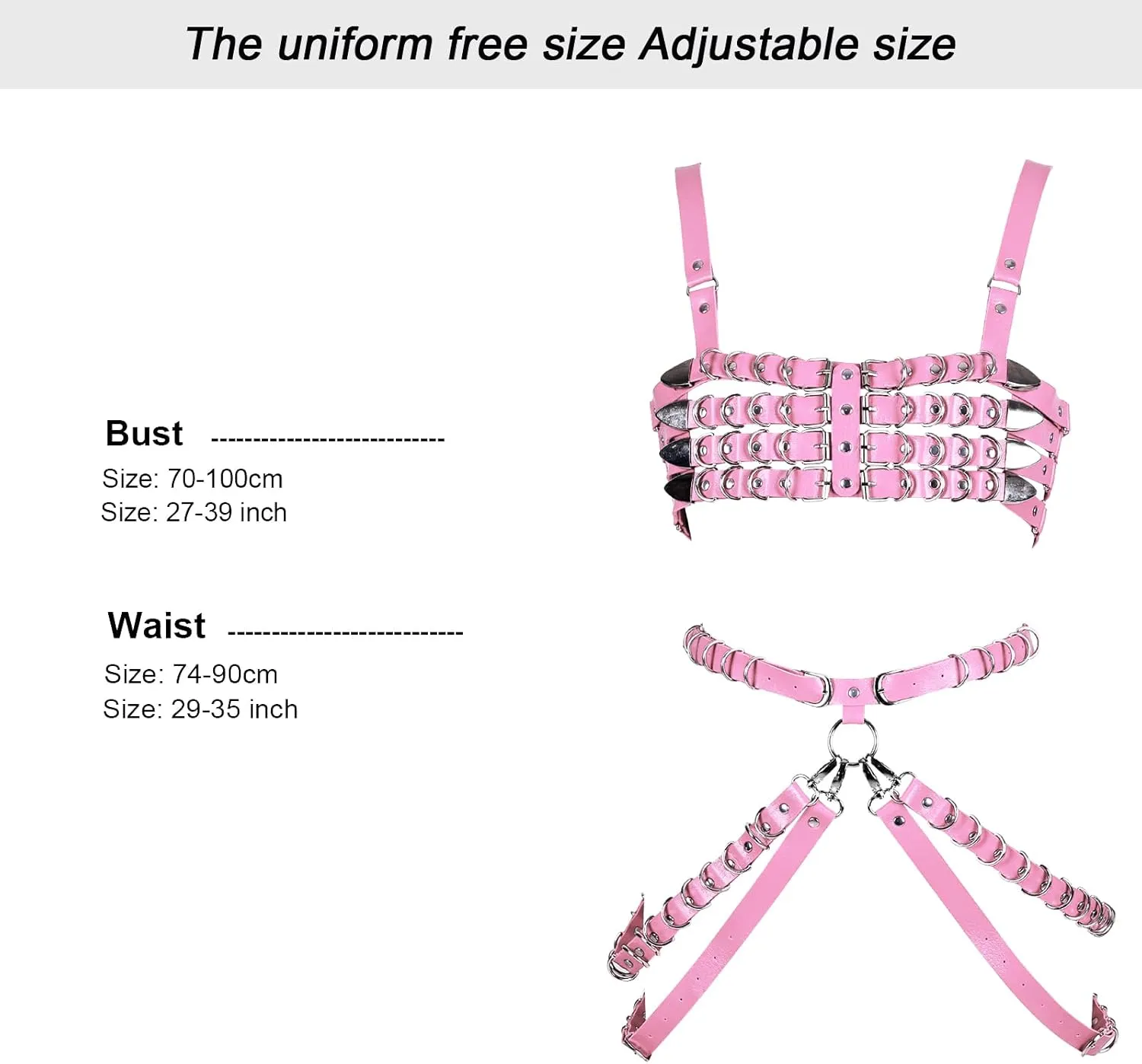 Women's Leather Body Harness Bra Garter Belt Set Punk Gothic Dance Carnival Costume Accessories