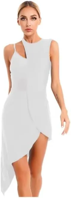 Womens ModernDance Dress Jazz Ballroom Dance Performance Costume Mesh Sheer Sleeveless Ballet Dance Leotard Dresses