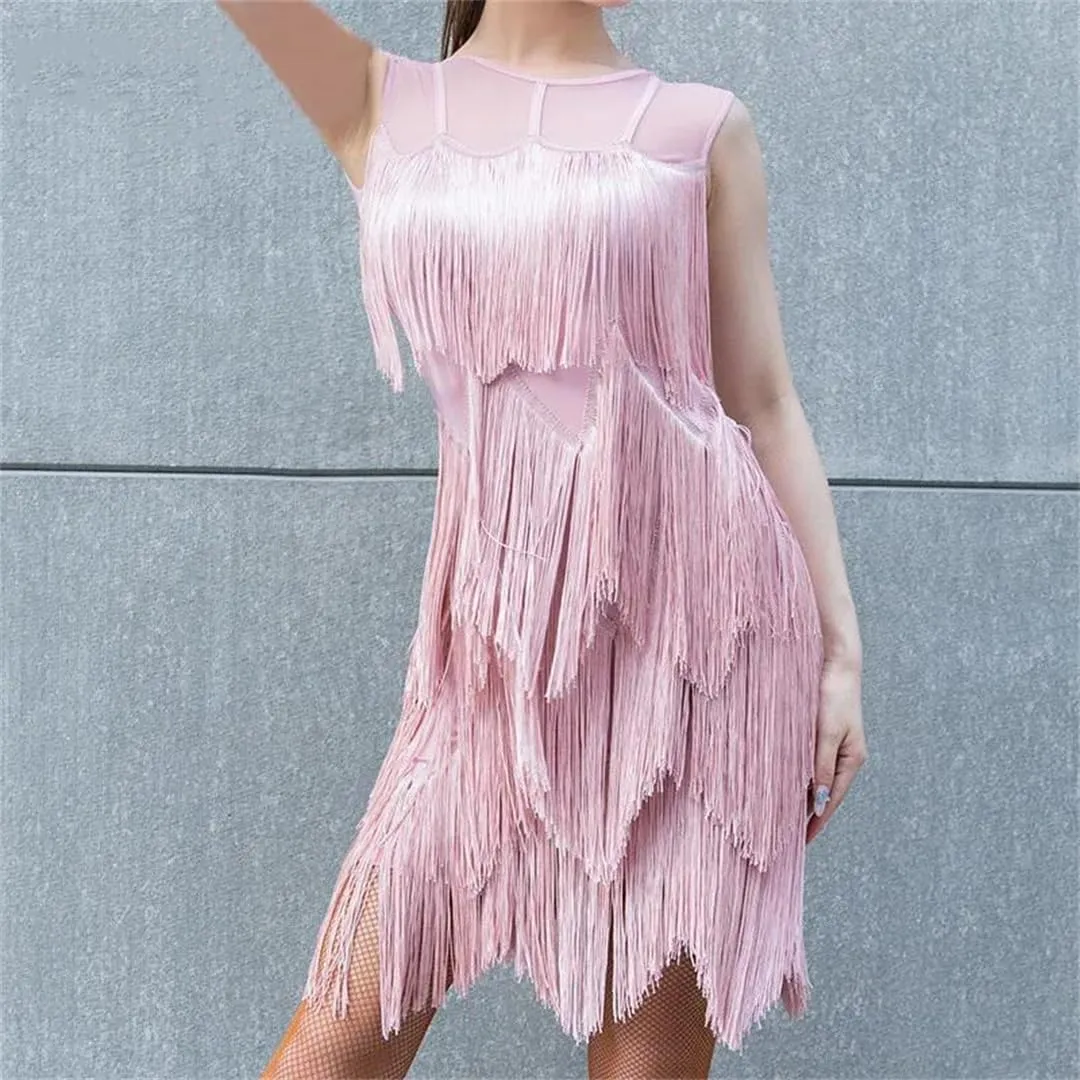 Womens Sequin Tassel Party Dress Sexy Cocktail Vintage Mini Dresses