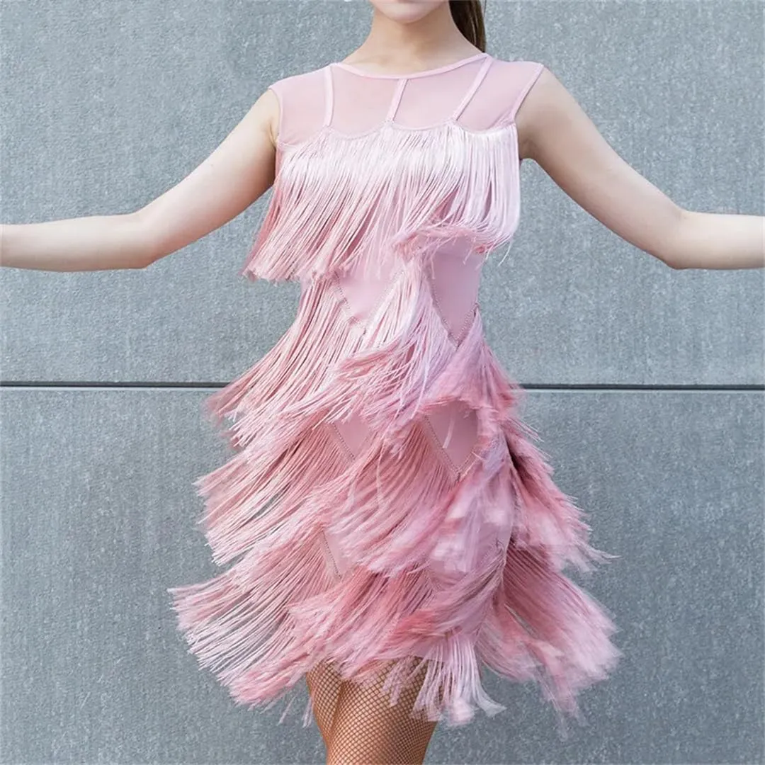 Womens Sequin Tassel Party Dress Sexy Cocktail Vintage Mini Dresses