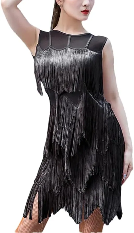 Womens Sequin Tassel Party Dress Sexy Cocktail Vintage Mini Dresses