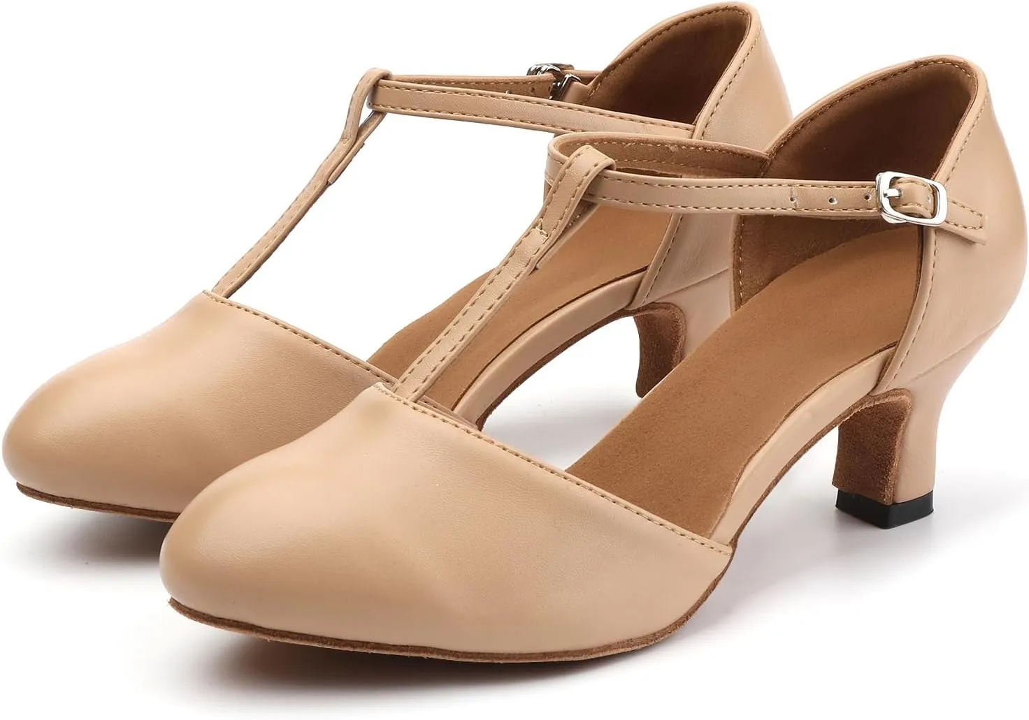 Women's T-Strap Character Dance Shoes Non-Slip Ballroom Dance Heels for Latin Salsa Tango
