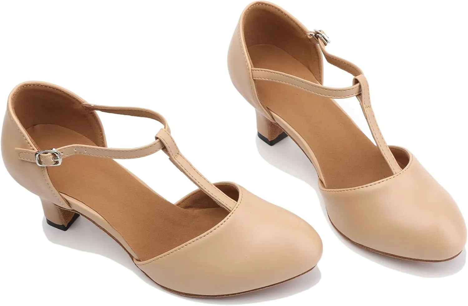 Women's T-Strap Character Dance Shoes Non-Slip Ballroom Dance Heels for Latin Salsa Tango