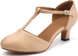 Women's T-Strap Character Dance Shoes Non-Slip Ballroom Dance Heels for Latin Salsa Tango