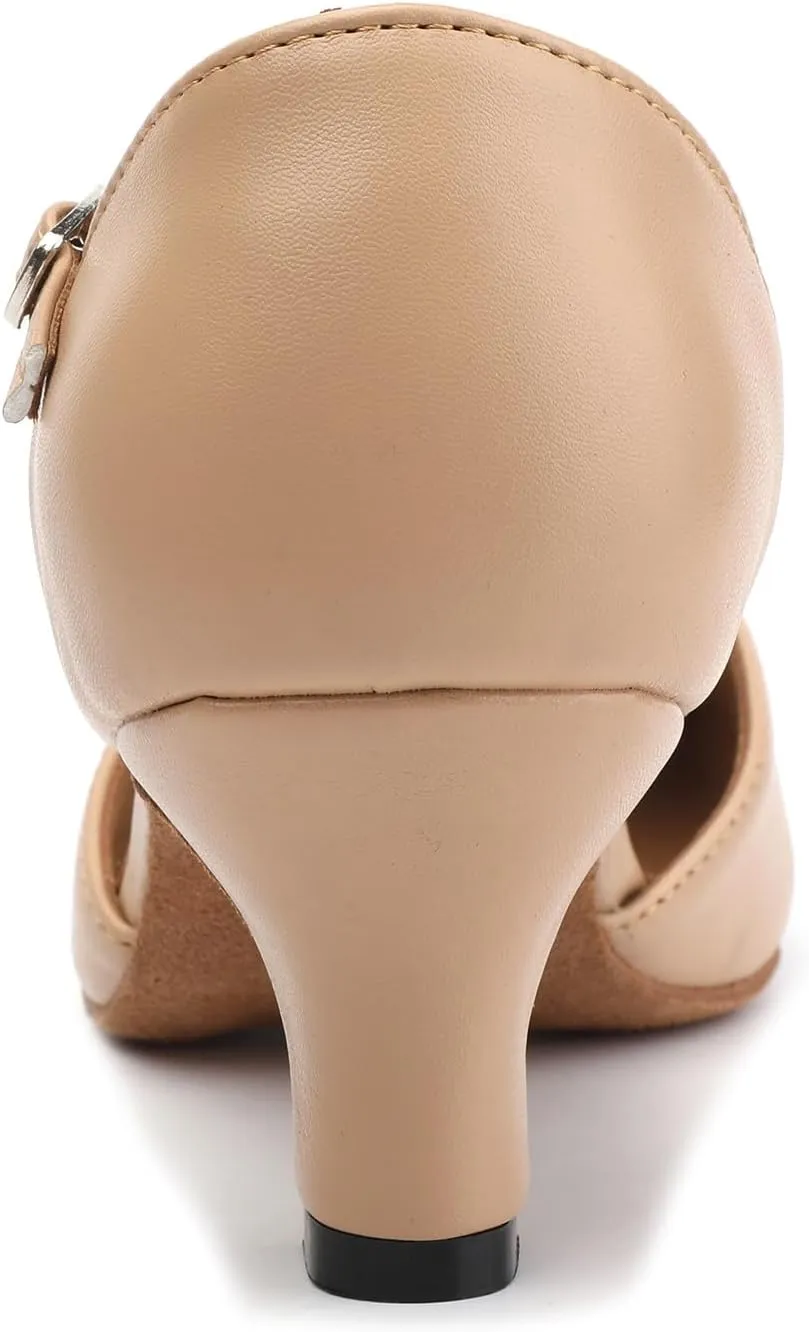 Women's T-Strap Character Dance Shoes Non-Slip Ballroom Dance Heels for Latin Salsa Tango