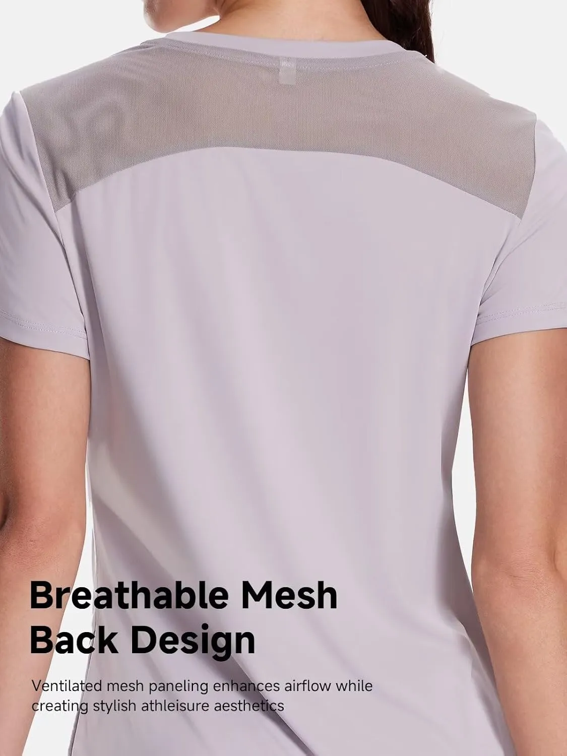 Women's UPF50  Mesh Workout Top - Soft Breathable Crew Neck Short Sleeve for Yoga Gym & Casual Summer Athletic