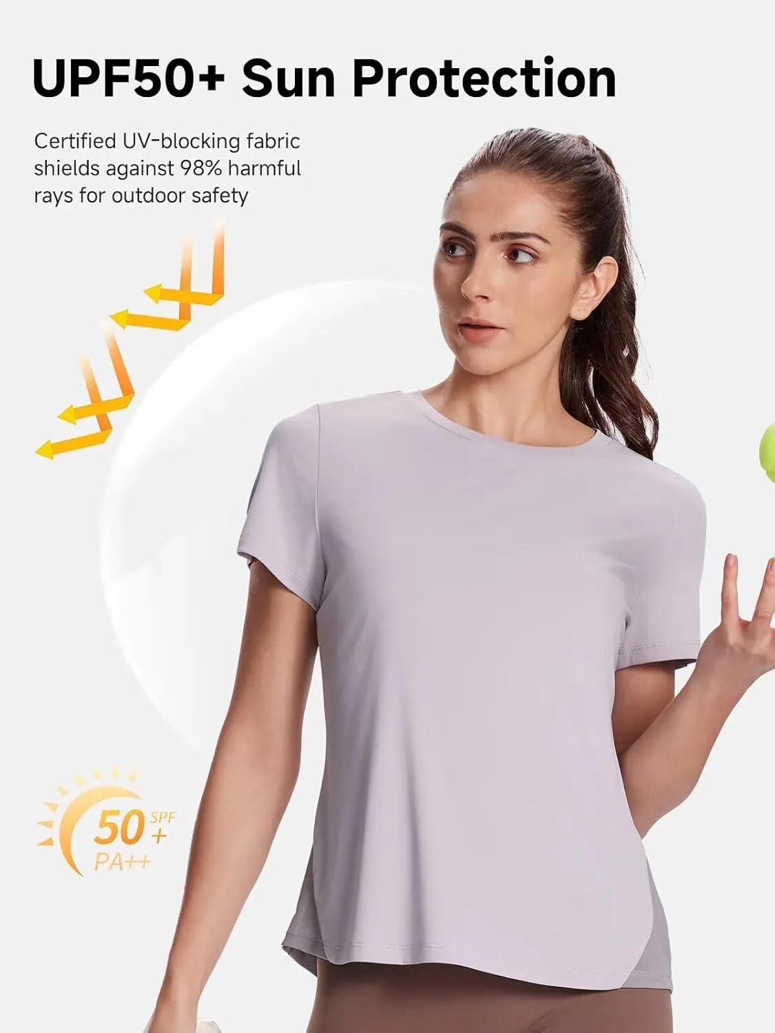 Women's UPF50  Mesh Workout Top - Soft Breathable Crew Neck Short Sleeve for Yoga Gym & Casual Summer Athletic