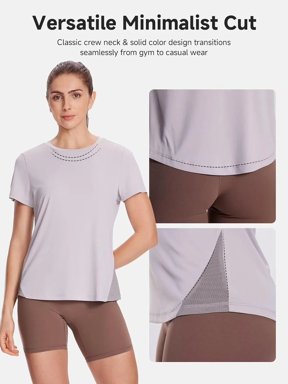 Women's UPF50  Mesh Workout Top - Soft Breathable Crew Neck Short Sleeve for Yoga Gym & Casual Summer Athletic
