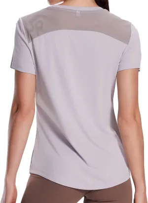 Women's UPF50  Mesh Workout Top - Soft Breathable Crew Neck Short Sleeve for Yoga Gym & Casual Summer Athletic