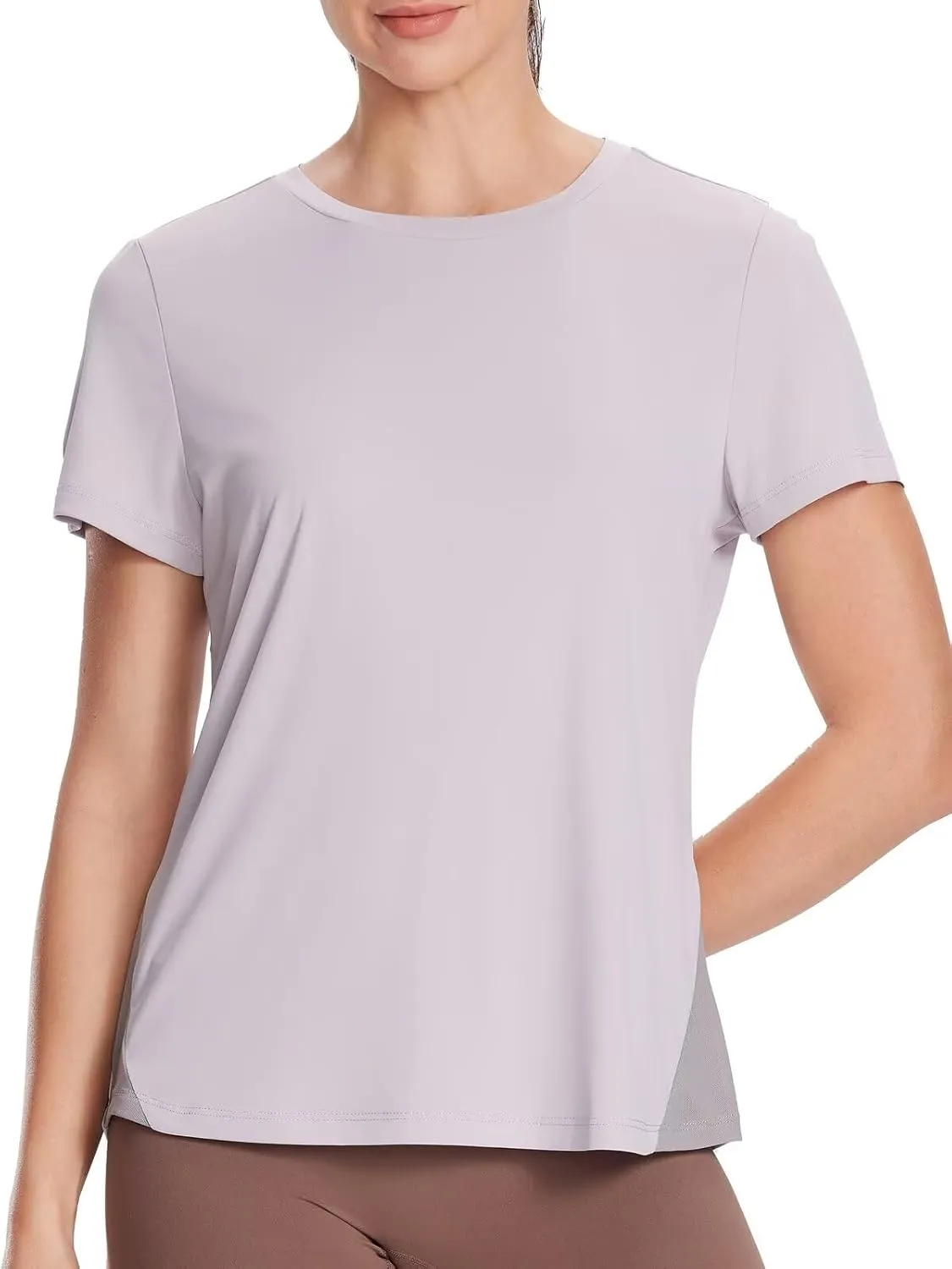 Women's UPF50  Mesh Workout Top - Soft Breathable Crew Neck Short Sleeve for Yoga Gym & Casual Summer Athletic