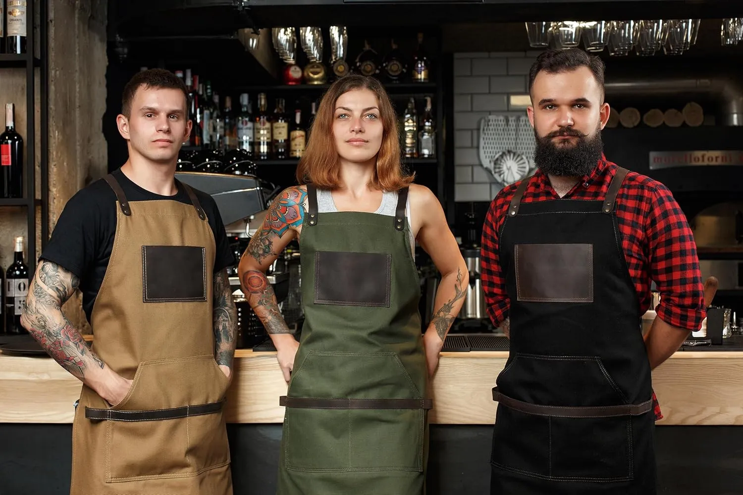 Work Apron in Non-Waxed Canvas with Cross Straps Adjustable