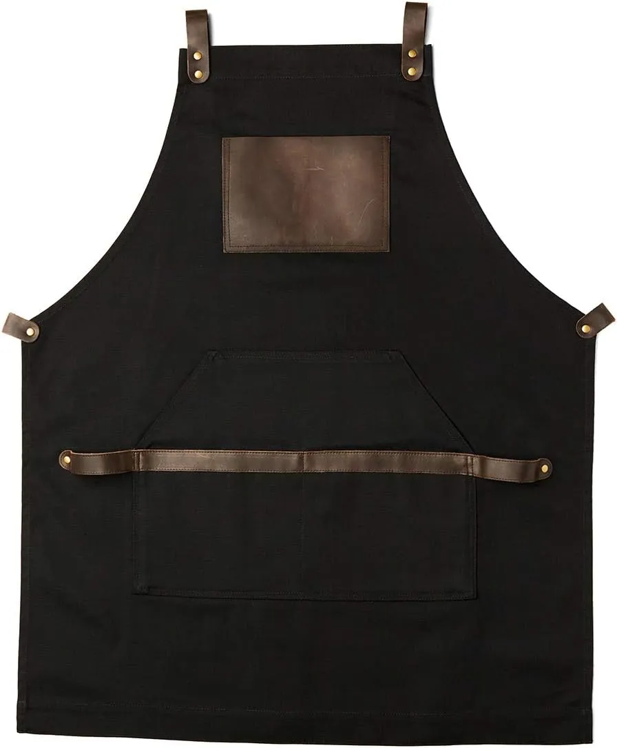 Work Apron in Non-Waxed Canvas with Cross Straps Adjustable